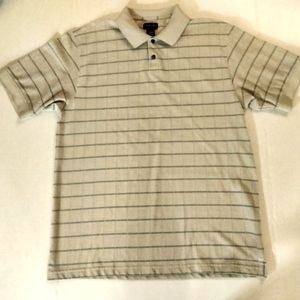 Beige VAN HEUSEN Short Sleeve Polo Shirt LARGE